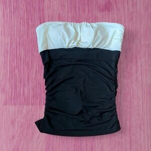 discreet black and white tube top with waist sinch corset back size small